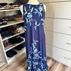 Tommy Bahama Underwater Garden Maxi Dress "Tropical Island Navy" Jersey Blue